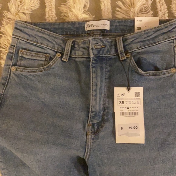 Zara NWT  Hi Rise split skinny denim jean size 6 - Picture 3 of 9